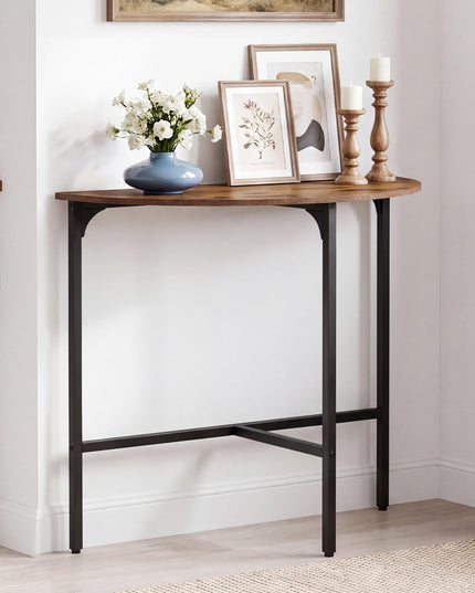 GIANTEX 32" Narrow Half Moon Console Table with Metal Frame & Anti-tip Kits