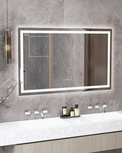 CHARMAID LED Bathroom Mirror - Lighted Vanity Mirror with Front and Backlight, 3 Lighting Colors, Adjustable Brightness