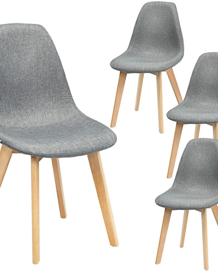 Giantex Set of 2 or 4 Modern Fabric Dining Chairs, Upholstered Accent Chair, Grey