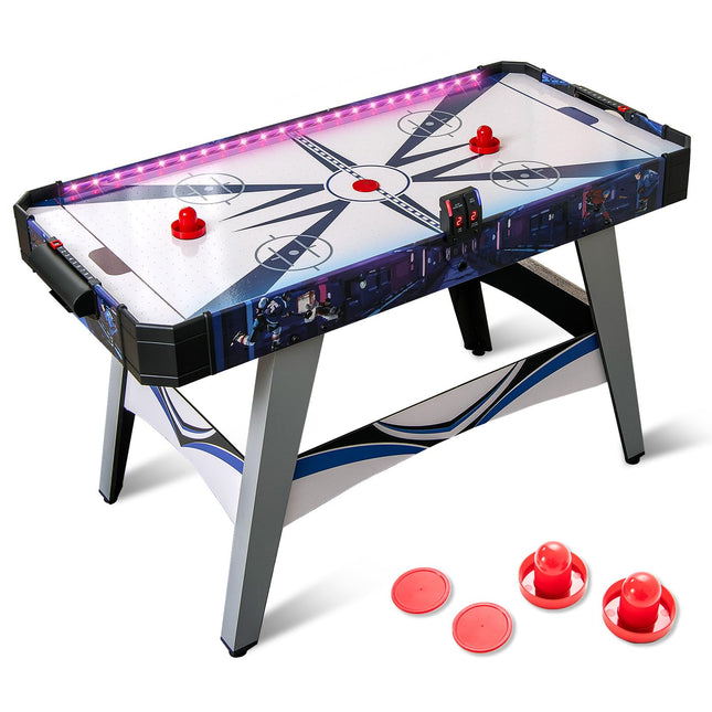 Table de Air Hockey Giantex 137 cm - Ensemble de Jeu de Table de Hockey d'Arcade avec Compteur Électronique LED et Lumières, 2 Palets, 2 Poussoirs