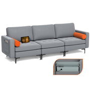 3 Seat with USB Port & Socket / Grey