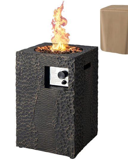 Fire Pit for Outside 16" as Fireplaces, 30,000 BTU Electronic Ignition Square