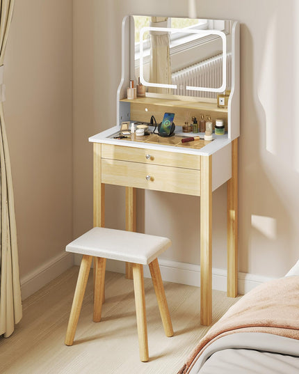 Small Vanity Desk with Mirror and Lights