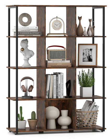 Giantex 12 Cube Bookcase 5 Tier Industrial Bookshelf