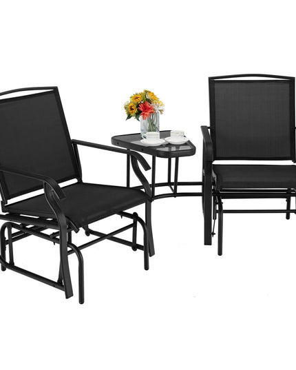Chaises planeur d'extérieur Giantex avec table et trou pour parasol