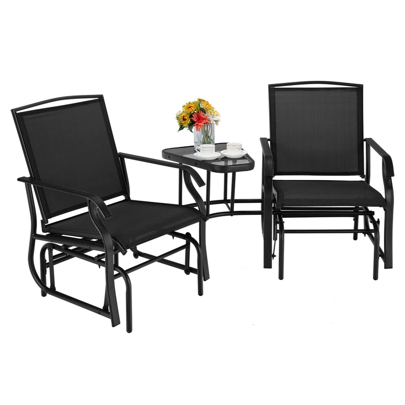 Chaises planeur d'extérieur Giantex avec table et trou pour parasol