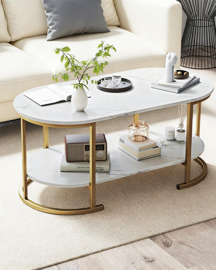 Giantex 2-Tier Coffee Table Oval Center Table