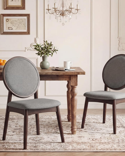 Chaises de salle à manger Giantex en tissu de lin rembourré avec siège rembourré et dossier rond (2/4)