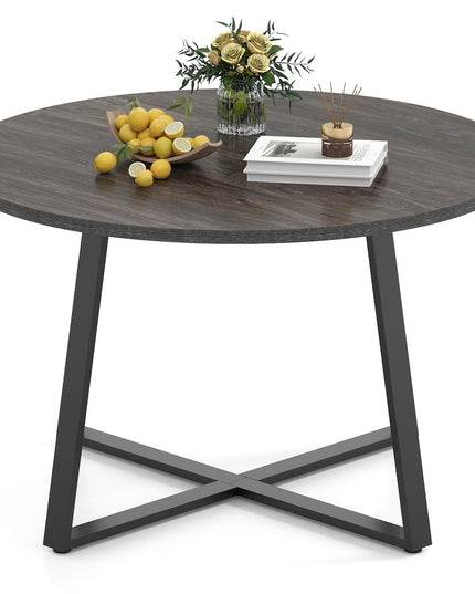 Giantex 47-inches Round Dining Table with Metal Pedestal Base