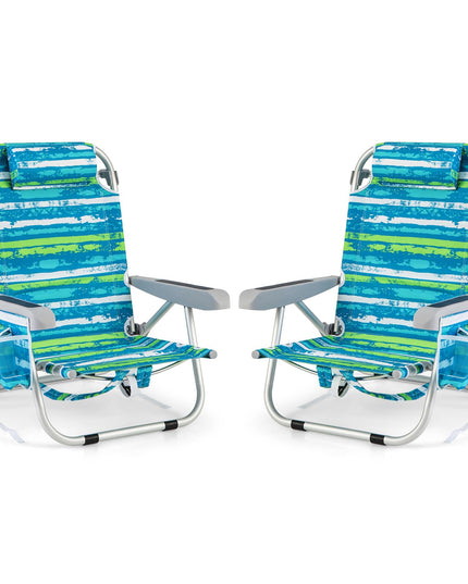 Giantex Backpack Beach Chair - Foldable Camping Chair with 5 Adjustable Position