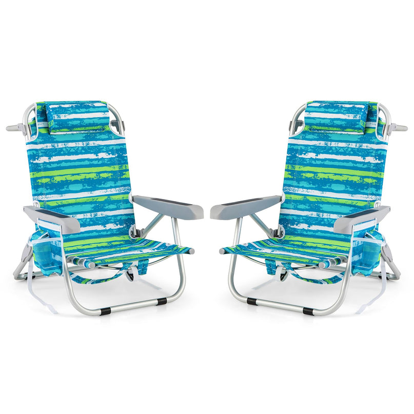 Giantex Backpack Beach Chair - Foldable Camping Chair with 5 Adjustable Position