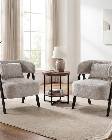 Fauteuil d'appoint en forme de tonneau Giantex avec revêtement en fausse fourrure de lapin (1/2)