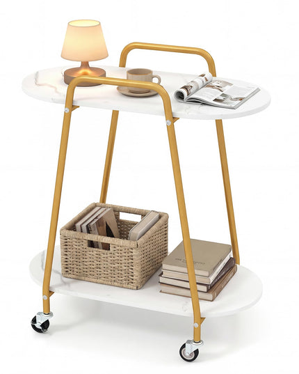 Giantex 2-Tier Gold Rolling Cart for Home Kitchen