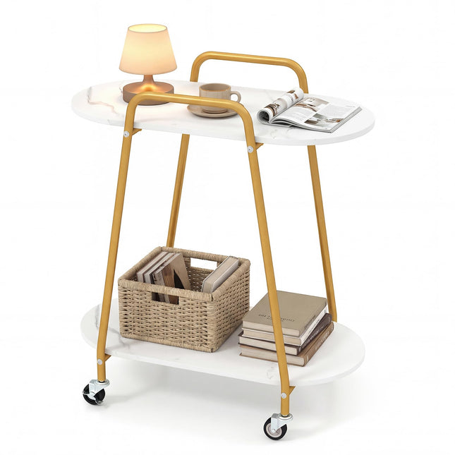 Giantex 2-Tier Gold Rolling Cart for Home Kitchen
