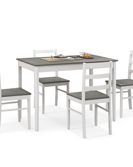 Giantex 5-Piece Dining Set of 4, Solid Wood Rectangular Table & 4 Chairs