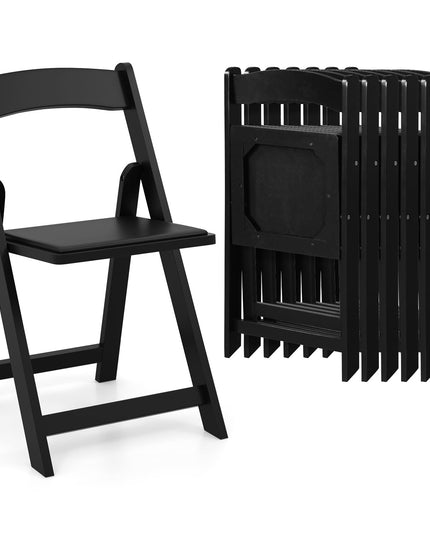 Giantex Folding Chairs, Wooden Dining Chairs Set, Padded Foldable Chairs w/Backrest