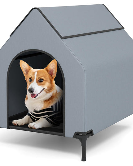 Giantex Dog House Outdoor Extra Large, Elevated Dog Bed with Weatherproof Canopy