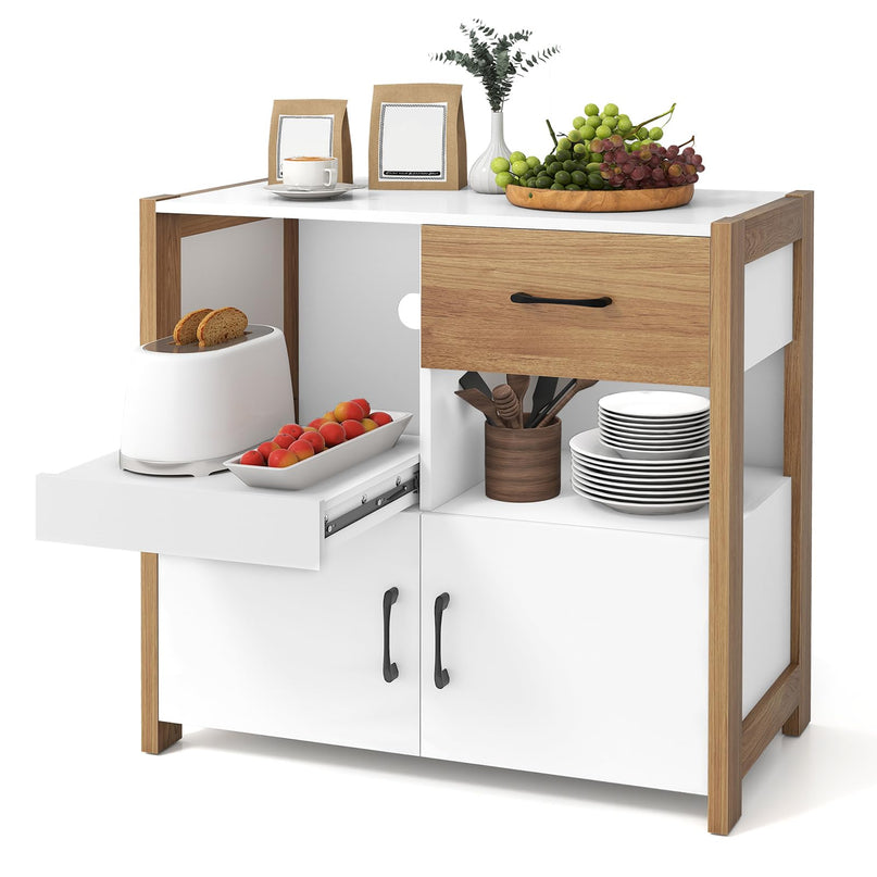 Giantex Sideboard Buffet Cabinet with Pull-Out Shelf Modern Kitchen Buffet Table