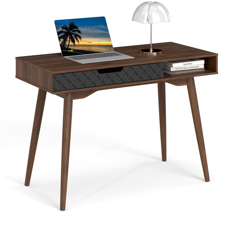 Bureau d'ordinateur vintage moderne du milieu du siècle Giantex de 42,5 pouces