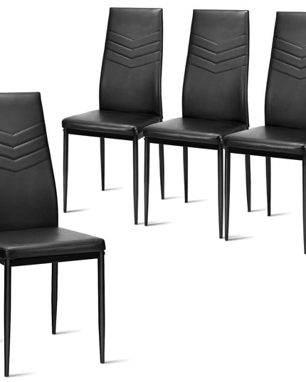 4 Dining Chairs, High Back Dining Side Chairs w/PVC Leather & Non-Slip Feet Pads