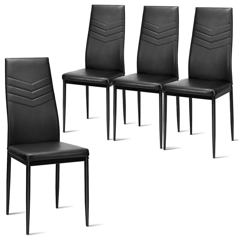 4 Dining Chairs, High Back Dining Side Chairs w/PVC Leather & Non-Slip Feet Pads