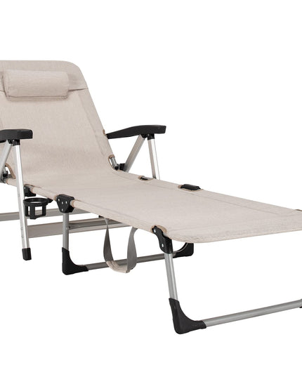 Patio Chaise Lounge Chair 7 Adjustable Position Folding Camping Cot