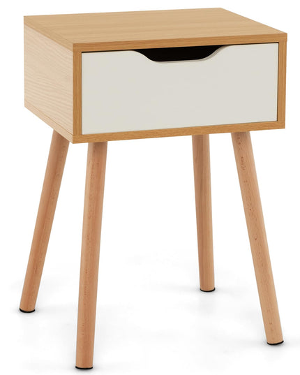 Giantex Mid Century Modern Nightstand, Wooden Bedside Table with Storage Drawer