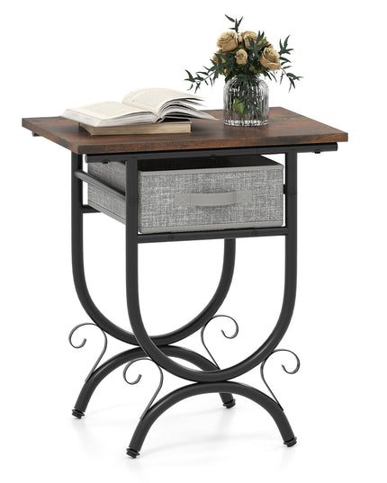 Giantex 21 Inch Tall End Table with Carved Metal Frame