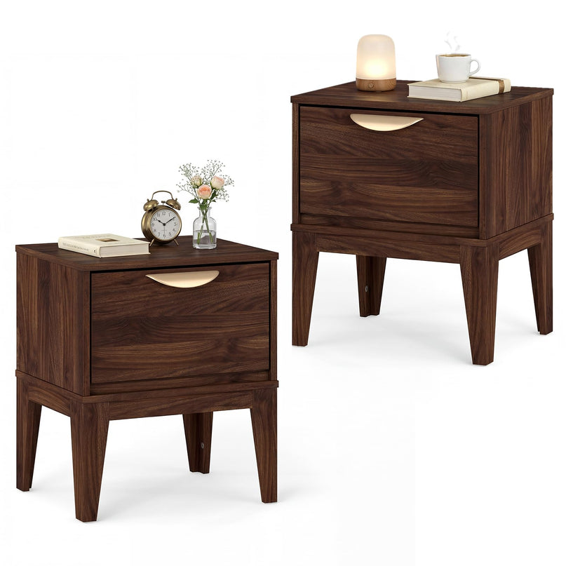 Giantex Night Stand with Storage Mid Century Modern Wood Bedside Table(1/2)