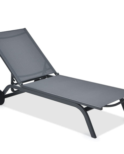 Giantex Lounge Chairs for Outside Patio Chaise Lounges Aluminum Recliner W/Adjustable 6 Backrest Positions and Wheels