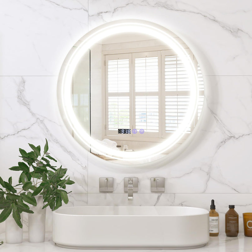 LED Bathroom Mirror, Lighted Beveled Edge Vanity Mirror Wall Mounted