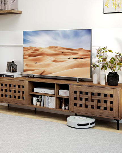 Grand meuble TV Giantex avec rangement | Meuble TV moderne pour téléviseur de 60 à 80 pouces