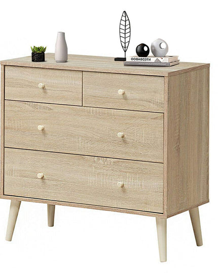 Giantex 4-Drawer Dresser, Free-Standing Chest Wood Legs and Sliding Rail