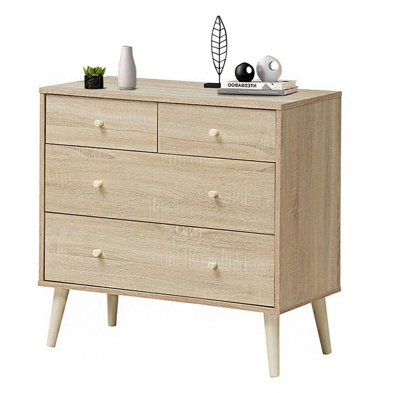 Giantex 4-Drawer Dresser, Free-Standing Chest Wood Legs and Sliding Rail