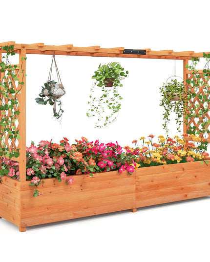 Giantex Raised Garden Bed with Trellis & Hanging Roof (79" x 17.5" x 45")