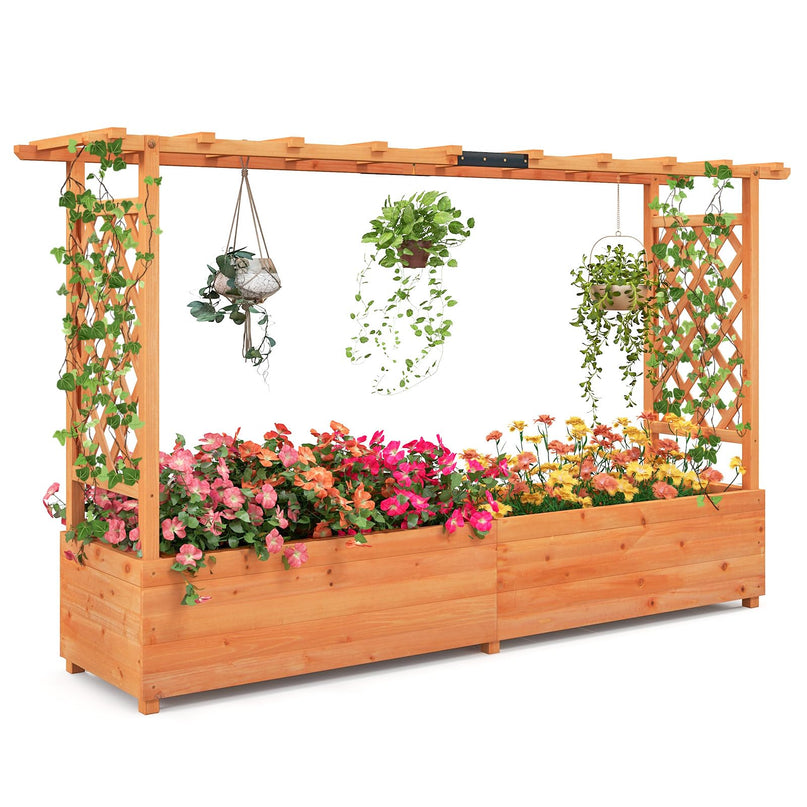 Giantex Raised Garden Bed with Trellis & Hanging Roof (79" x 17.5" x 45")