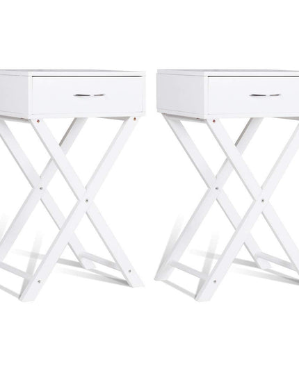Giantex Nightstand with Drawer X-Shaped Design Sofa Side Table