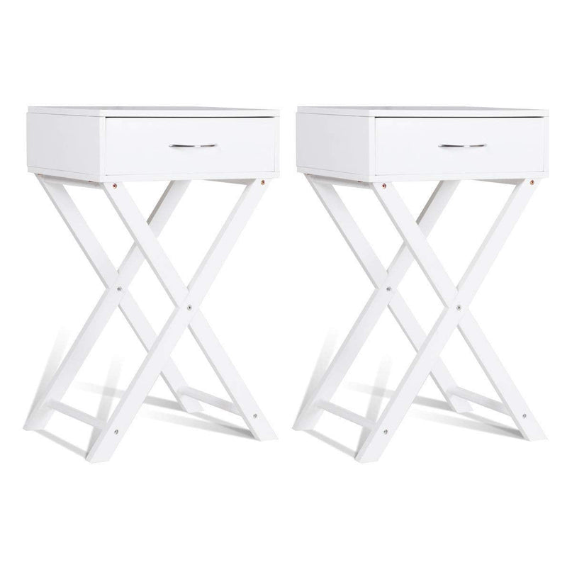 Giantex Nightstand with Drawer X-Shaped Design Sofa Side Table