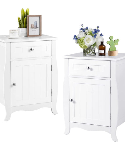 Giantex Nightstand Bed Side End Table with Drawer(1&2, White)