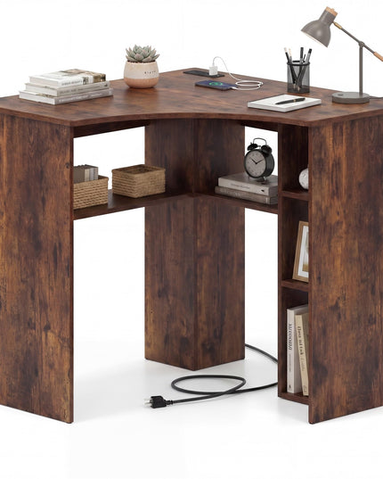 Giantex Corner Desk with Charging Station