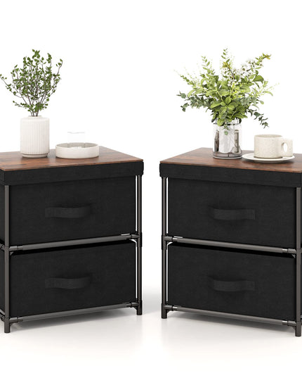 Giantex Nightstand Set of 2 with 2 Fabric Drawers