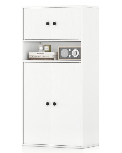 Giantex Étagère Haute de 112 cm, Bibliothèque Moderne avec Portes et Étagère Réglable