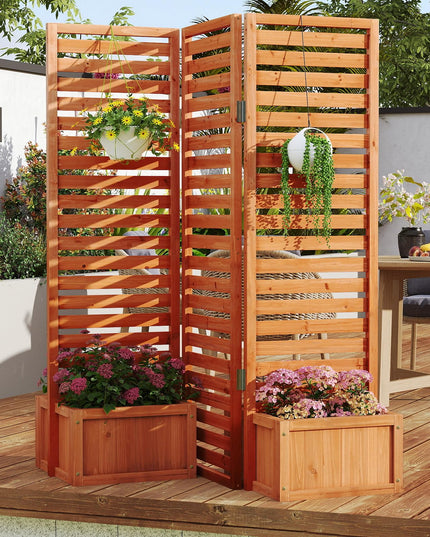 Giantex Outdoor Privacy Screen with Planter Box