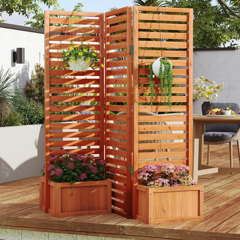 Giantex Outdoor Privacy Screen with Planter Box