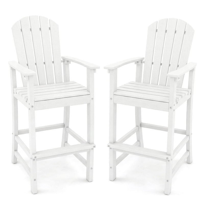 Giantex Outdoor HDPE Bar Stool, Tall Adirondack Chair with Armrests and Footrest, 30 Inches Counter Height Bar Stool