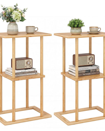 Giantex 3 Tier Narrow End Table with Storage Shelves