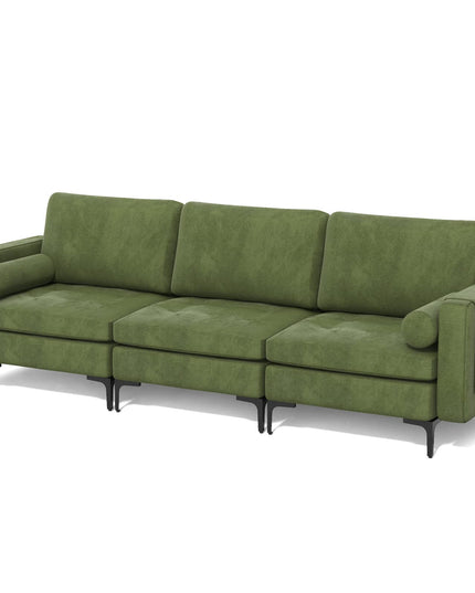 Giantex 97" Sectional Sofa Couch, 3-Seater Modular Sleeper with USB Ports