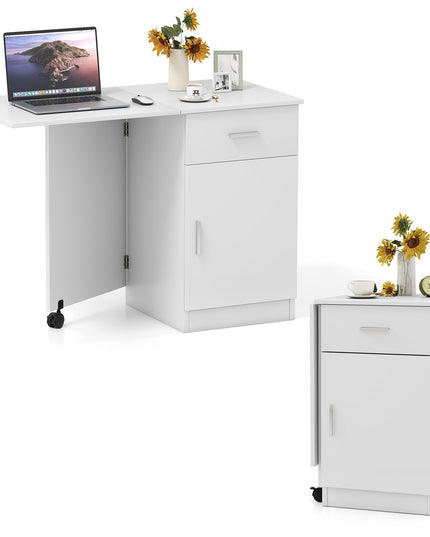 Giantex Folding Computer Desk with Drawer for Small Spaces