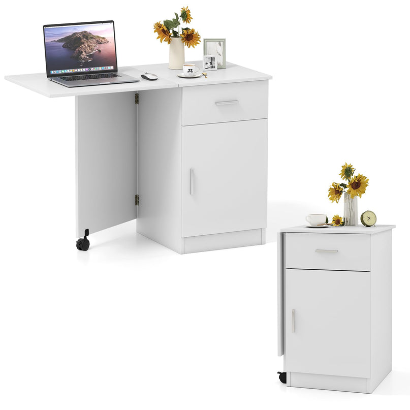 Giantex Folding Computer Desk with Drawer for Small Spaces
