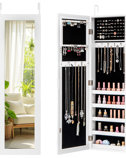 Giantex Wall Door Mounted Jewelry Armoire Cabinet with Full-length Mirror